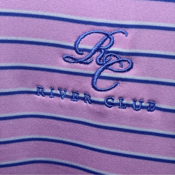 Holderness & Bourne Mens Tailored Fit Striped Golf Polo Shirt Pink Blue Size L - Picture 5 of 12